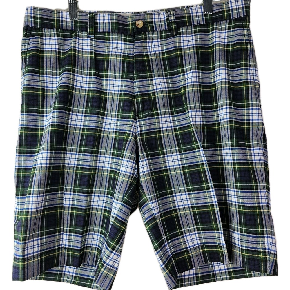 POLO Ralph Lauren Blue Green Plaid Shorts Size 35 Casual Preppy